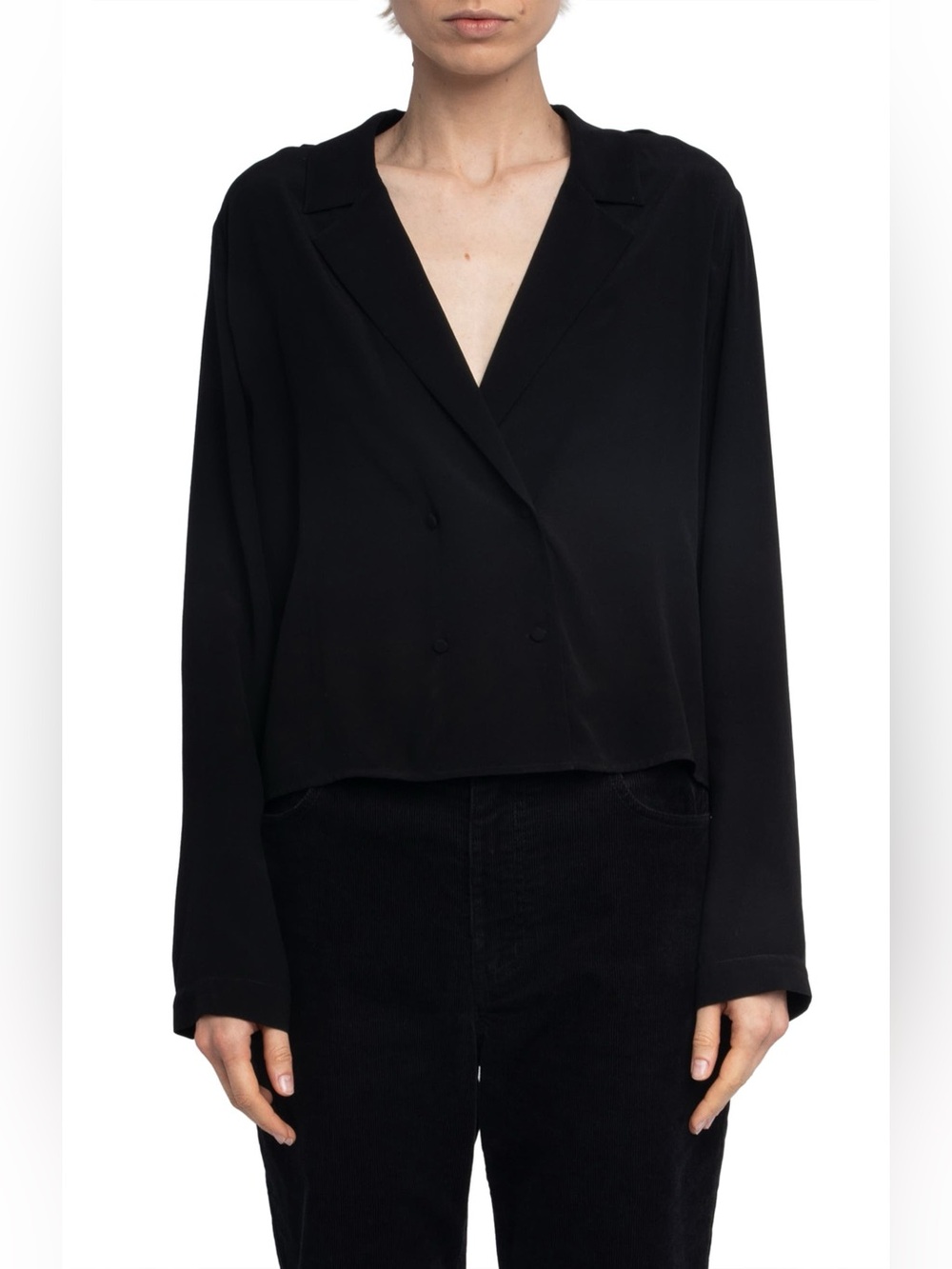 Zadig & Voltaire Tussi Black Double-Breasted Lightweight Blazer Jacket